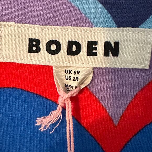 Boden NEW Smocked Ivy Midi Dress Womens Size 2 2R Abstract Wave Colorful Pockets - Picture 7 of 12